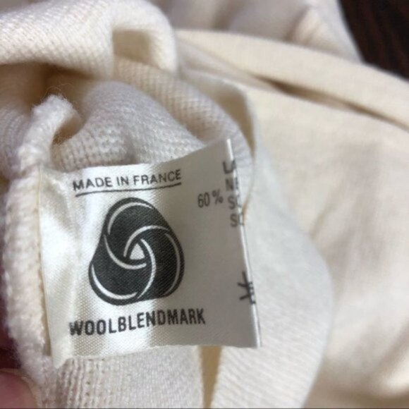 Vintage Rodier Off White Cream Wool Sweater Dress Criss Cross Back - Picture 10 of 12